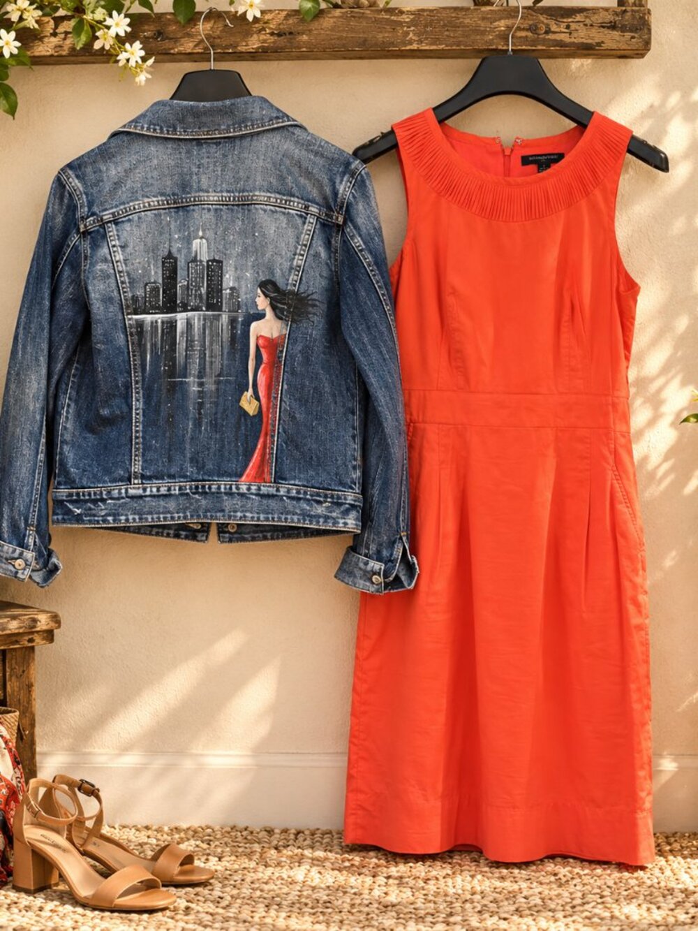 GIRL AND THE CITY | An Original Wearable Art Ensemble: Hand-Painted Denim Jacket